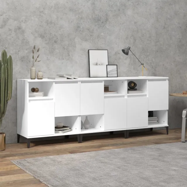 vidaXL Dressoirs 3 st 60x35x70 cm bewerkt hout wit, foto 2