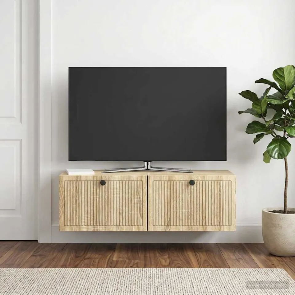 vidaXL Wandbeugel TV-kast Sonoma Eiken 98 x 31 x 30 cm Bewerkt hout, foto 4