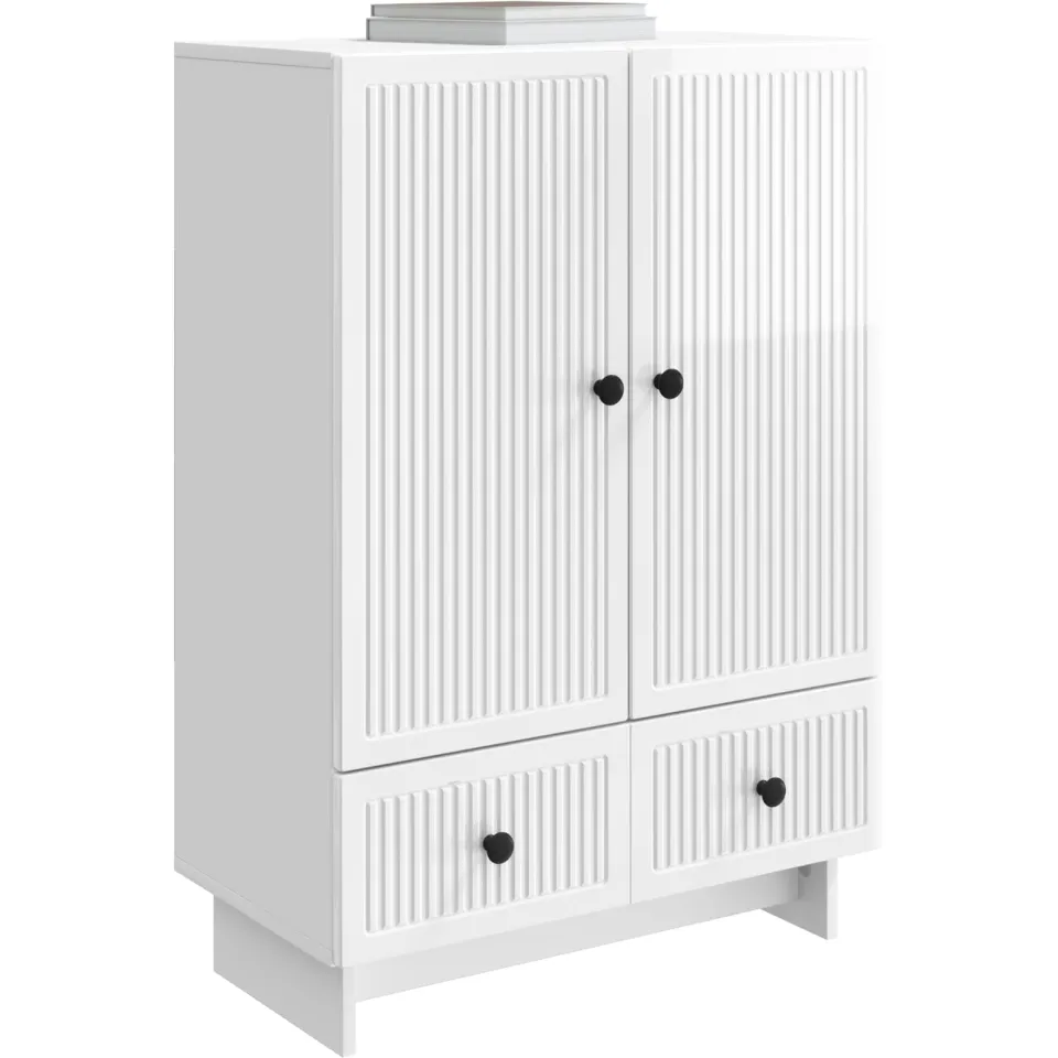vidaXL Dressoir Hoogglans Wit 66 x 34,5 x 95 cm Geconstrueerd hout