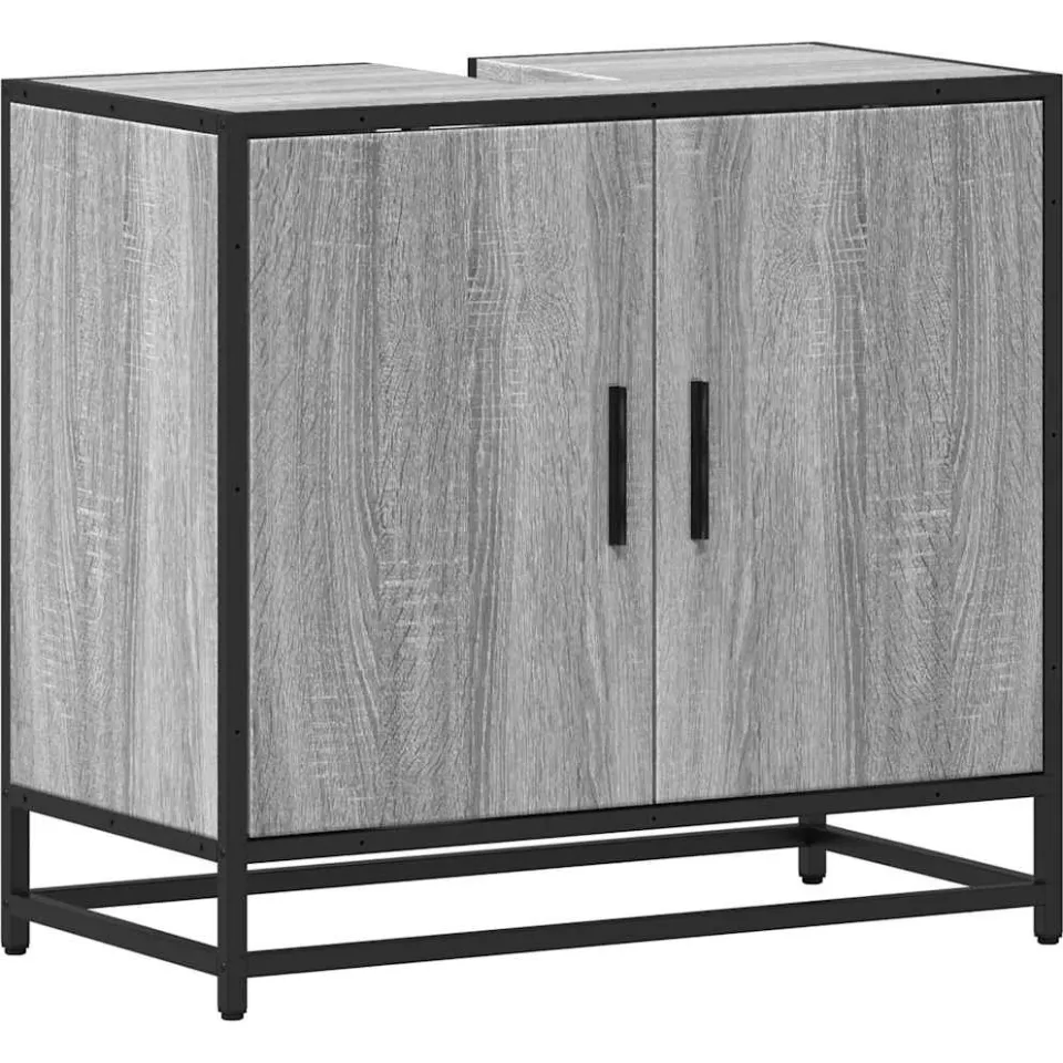 vidaXL Wastafelkast 65x33x60 cm bewerkt hout grijs sonoma eikenkleurig