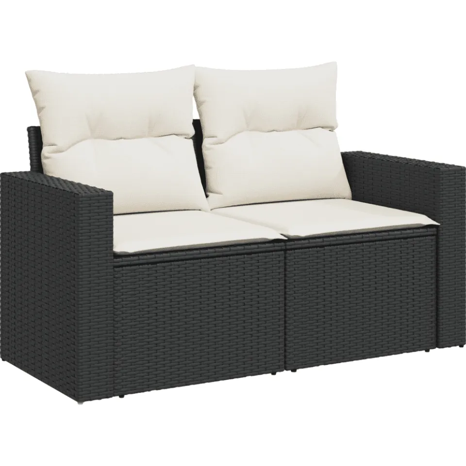 vidaXL 8-delige Loungeset met kussens poly rattan zwart, foto 4