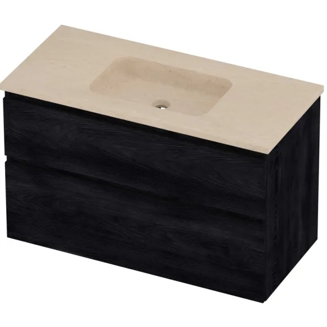 Proline Rollo Badmeubelset Hardsteen Elegant Midden 100x46x62 cm Sand Stone Black Oak Eiken
