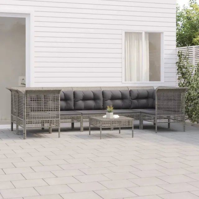 vidaXL 8-delige Loungeset met kussens poly rattan grijs, foto 2