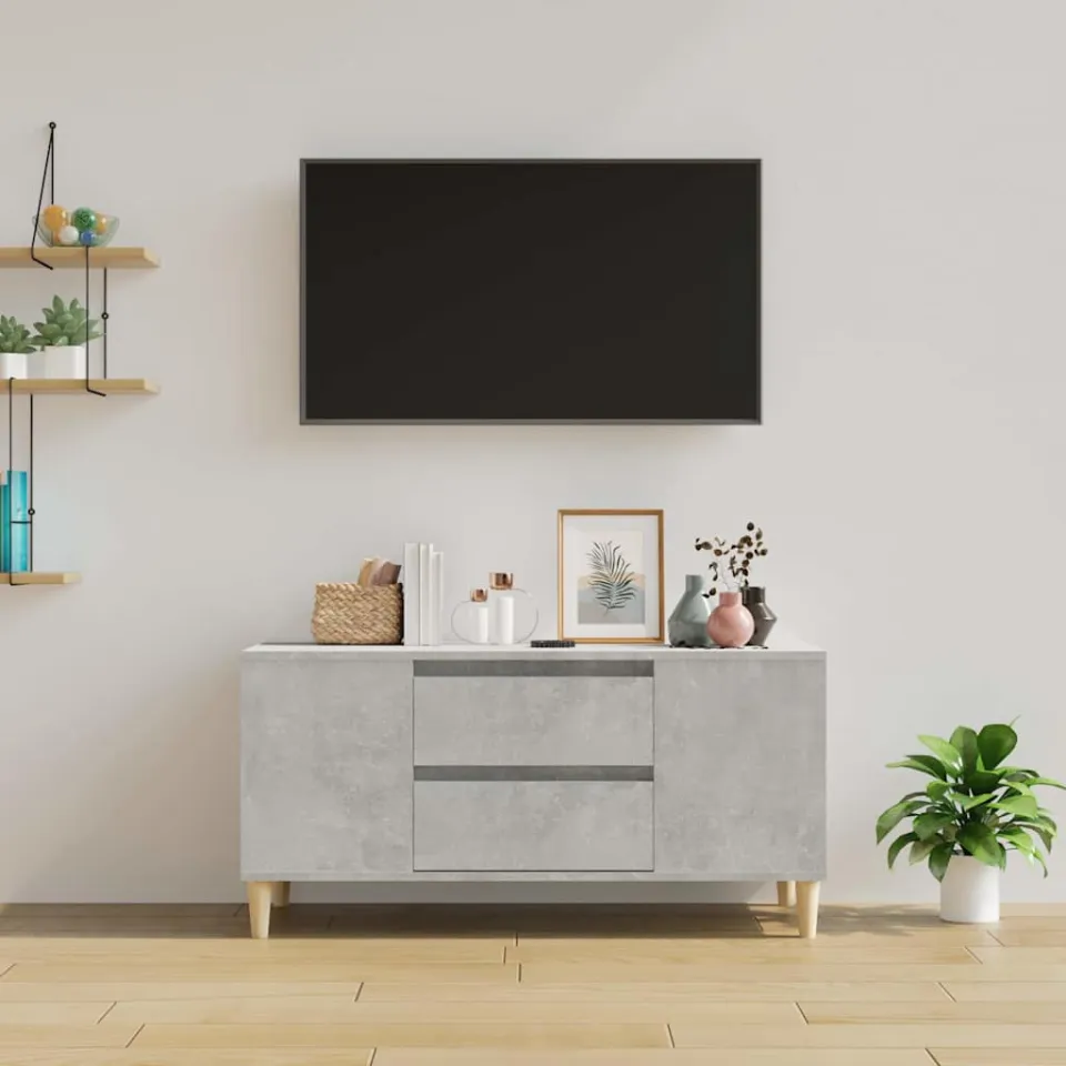 vidaXL Tv-meubel 102x44,5x50 cm bewerkt hout betongrijs grijs, foto 3