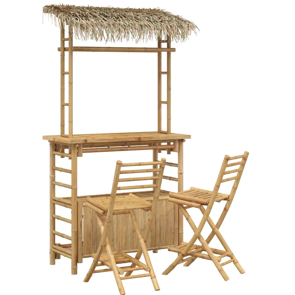 vidaXL Buitenbar tafel en krukken 3 st 2-zits Naturel Bamboe, foto 3