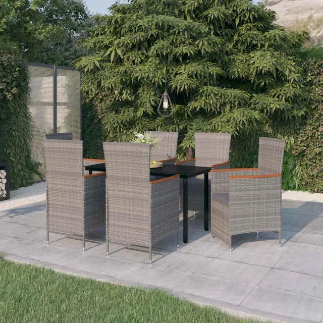 vidaXL 7-delige Tuinset met kussens grijs, foto 2