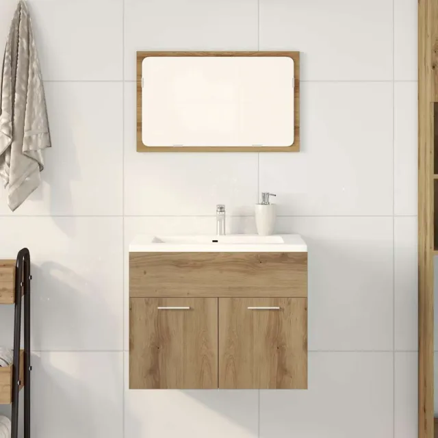 vidaXL 2-delige Badkamermeubelset bewerkt hout artisanaal eikenkleur Bruin