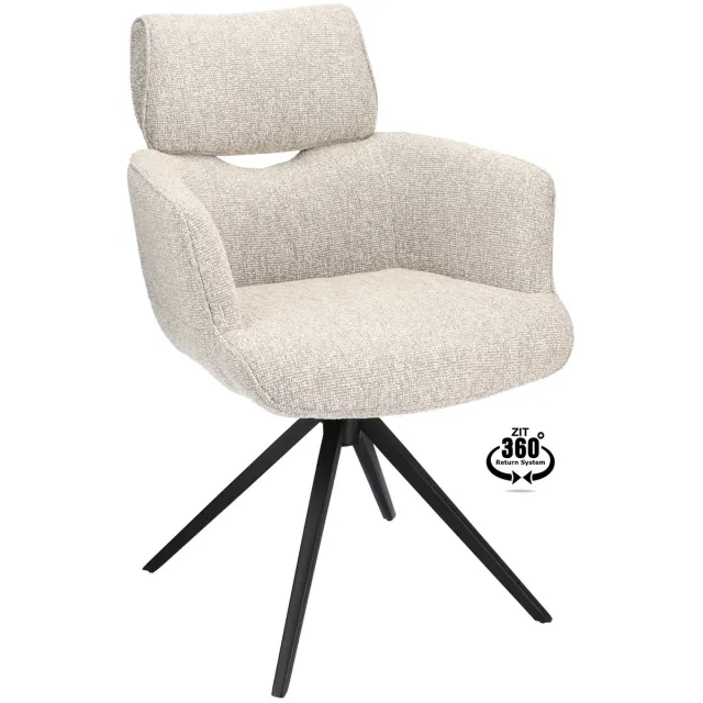 Icon Living Armstoel Boyd - Stof Lodge Clay - Leg Black 360° Return-System Grijs