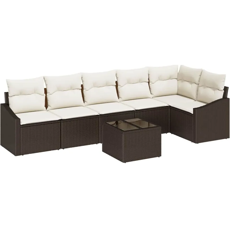 vidaXL Bankstel 7 st Bruin poly rattan