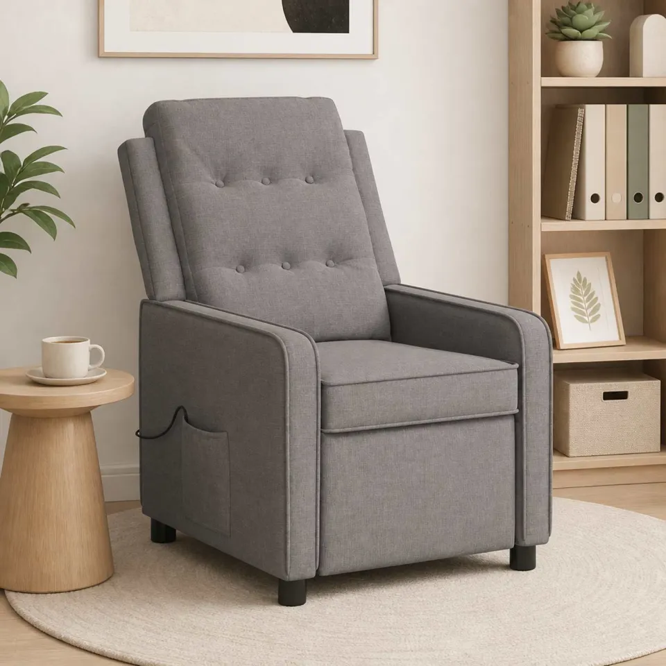 vidaXL Massage-relaxstoel Taupe 65 x 93 x 102 cm Stof, foto 4