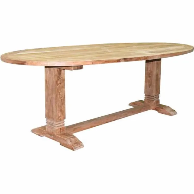 AVH-Collectie Ellips dining tuintafel 240x120xH77 cm teak 14x12 poot Bruin / Terre