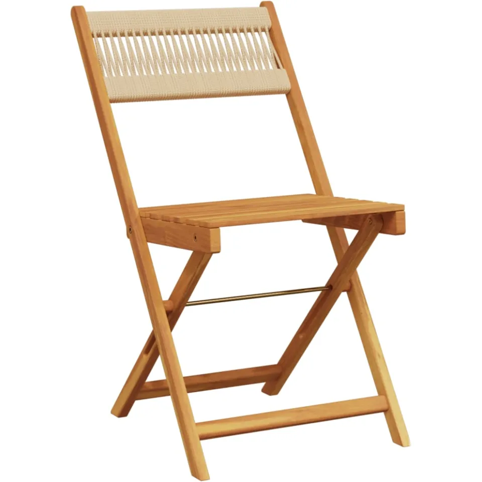 vidaXL 5-delige Tuinset polypropeen en massief hout beige