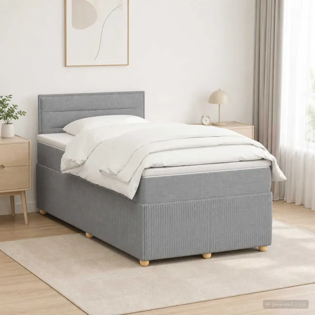vidaXL Boxspringbed met matras Lichtgrijs 120 x 200 cm Stof