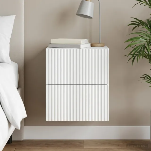 vidaXL Wandbeugel Bedkast met lade Wit 33 x 34,5 x 40 cm Bewerkt hout, foto 2