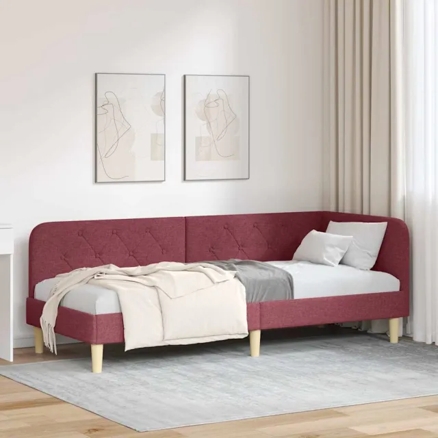 vidaXL Hoekbedframe Wijnrood 80 x 200 cm Stof