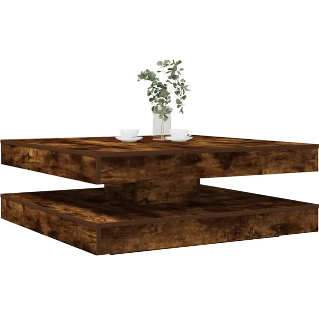 vidaXL Salontafel 360 graden draaibaar 90x90x34,5 cm gerookt eiken Bruin