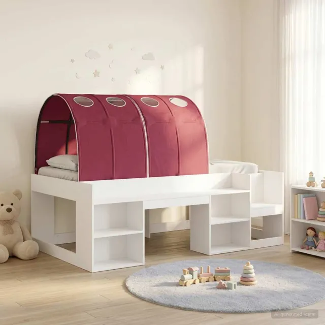 vidaXL Bedframe met tunnel met plank 3 st Wit en Rood Bewerkt hout