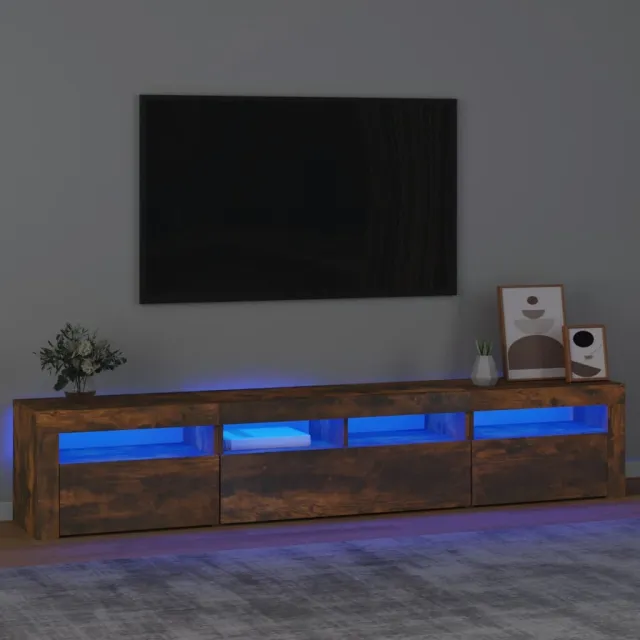 vidaXL Tv-meubel met LED-verlichting 210x35x40 cm gerookt eikenkleurig Bruin