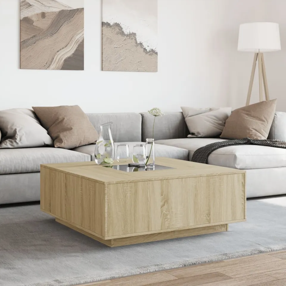 vidaXL Salontafel met Infinity LED 100x100x40 cm sonoma eikenkleurig, foto 3