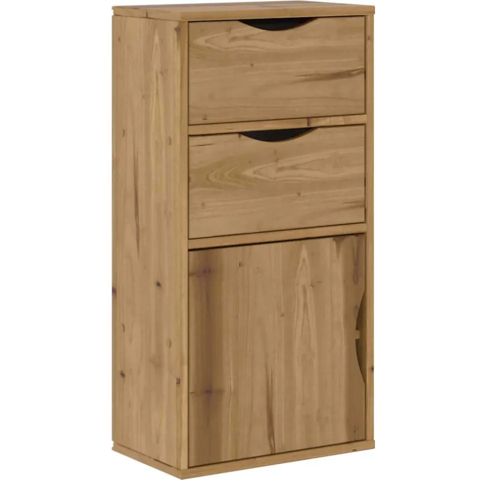 vidaXL Bijzetkast met lades ODDA 40x24x79 cm massief grenenhout bruin, foto 3