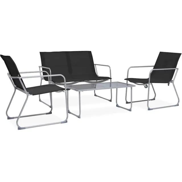 vidaXL 4-delige Loungeset stof en staal zwart