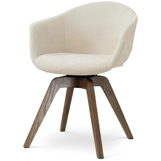 Nolon Noor-Otis draaibare eetkamerstoel cottonbeige - walnoot houten onderstel