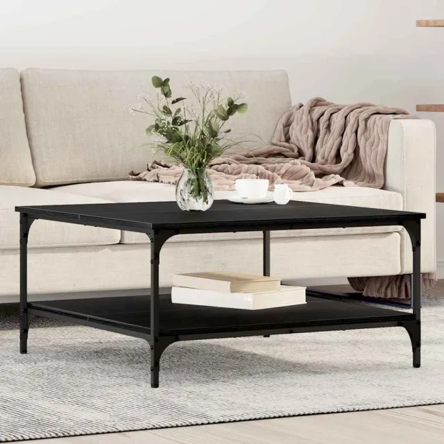 vidaXL Salontafel Zwart eiken 80 x 80 x 40 cm Bewerkt hout, foto 2