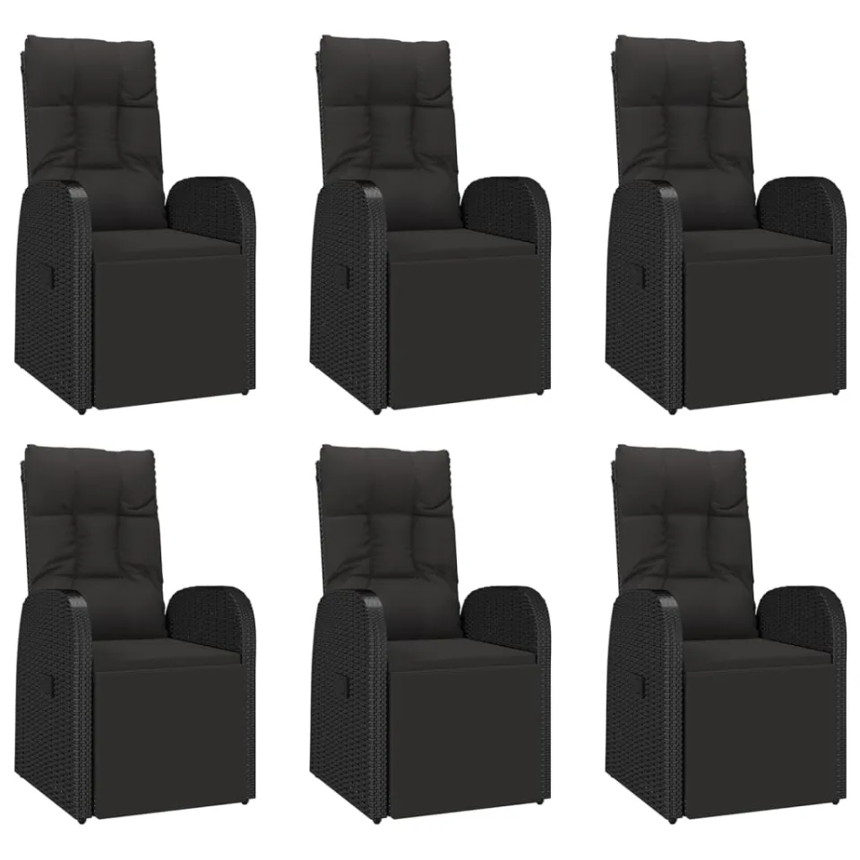 vidaXL 7-delige Tuinset poly rattan en massief acaciahout zwart, foto 3