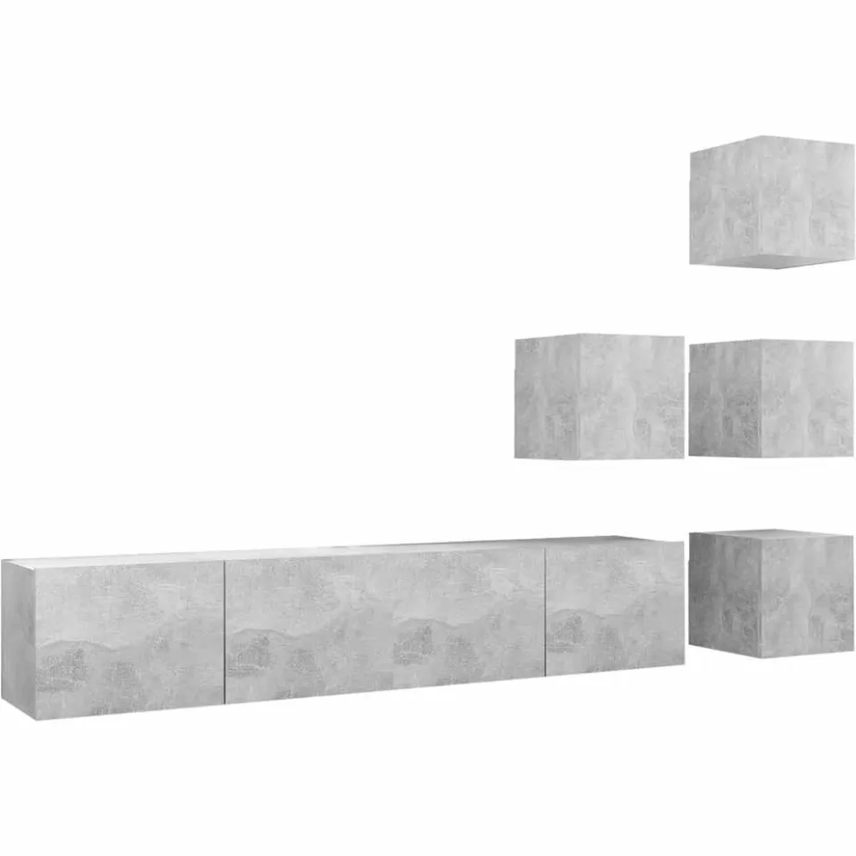 vidaXL 6-delige Tv-meubelset bewerkt hout betongrijs grijs, foto 3