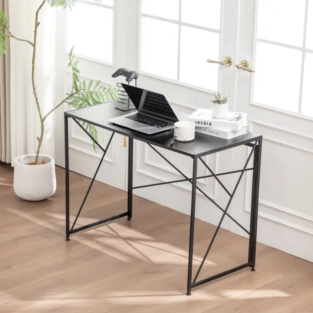 MIVRAY Bureau - Opvouwbaar Compact Ontwerp Met Snelle Montage - Voor Thuiswerkplek En Kleine Ruimtes - MDF En Metaal - Zwart - 99x50x75 Cm Black