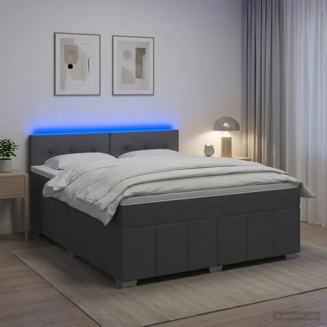 vidaXL Boxspringbed met matras Donkergrijs 140 x 200 cm Stof