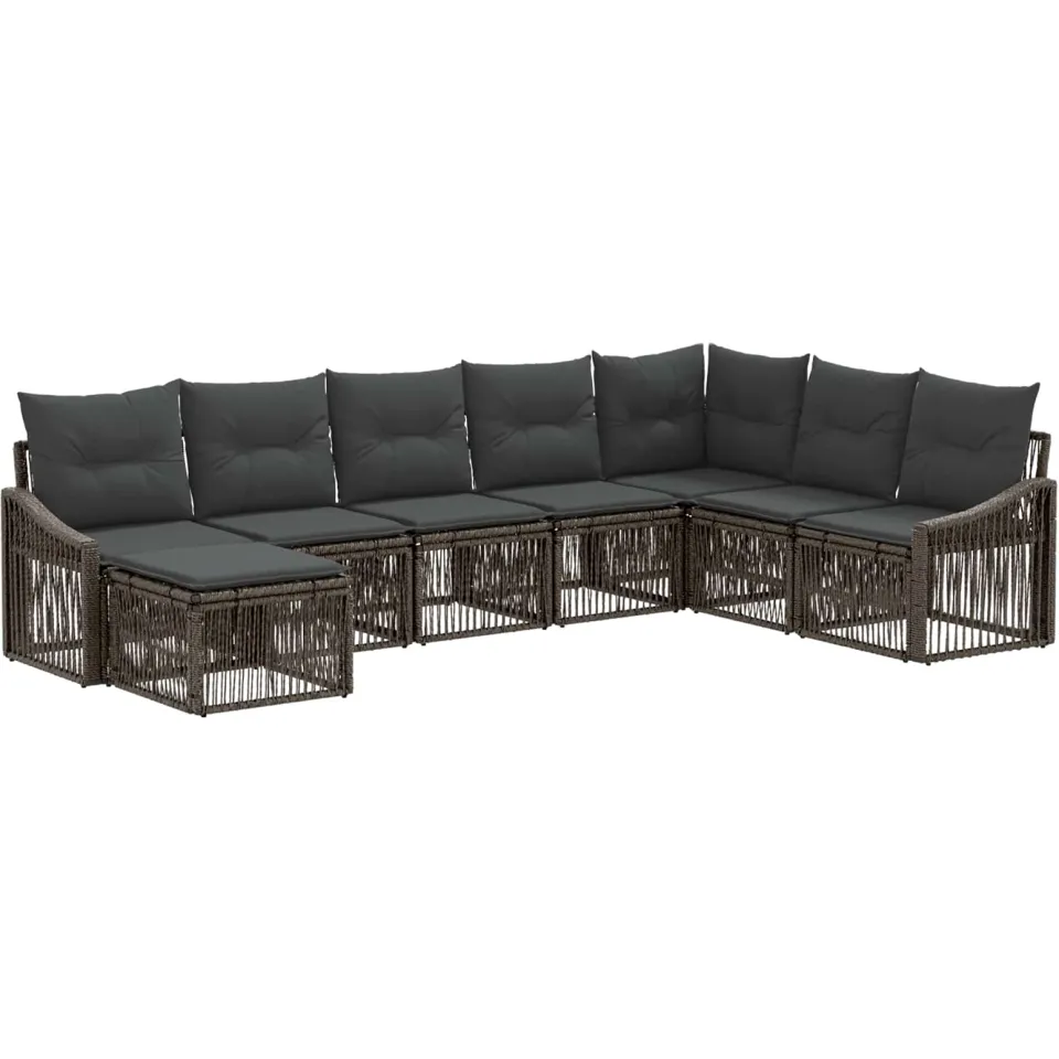 vidaXL Tuinbankenset 8 st 8-zits Grijs poly rattan, foto 3