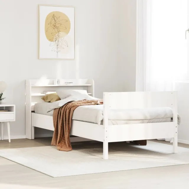 vidaXL Bedframe zonder matras massief grenenhout wit 75x190 cm