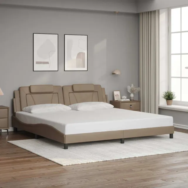 vidaXL Bedframe "Viana" zonder matras kunstleer cappuccinokleurig 200x200 cm Bruin
