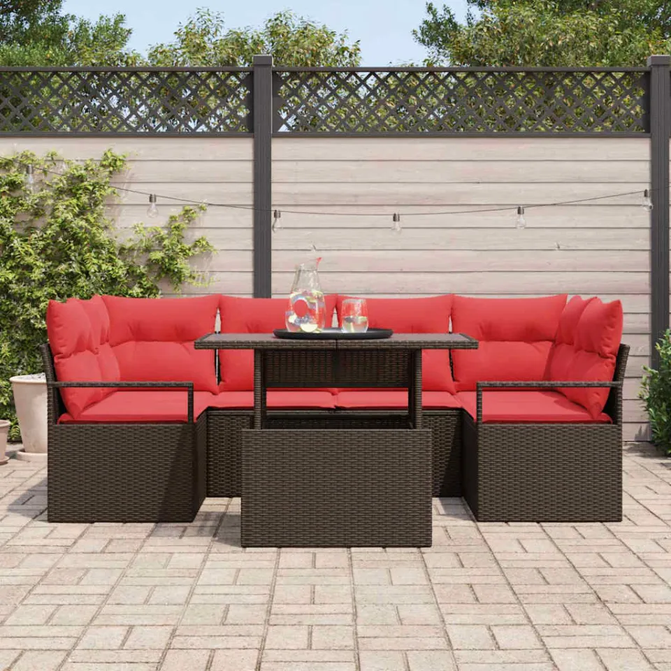 vidaXL Tuin Sofa Set 7 st Bruin Poly riet, foto 3