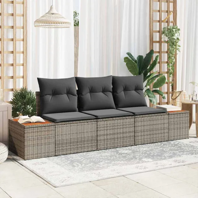 vidaXL Tuin Sofa Set 3 st Grijs poly rattan, foto 2