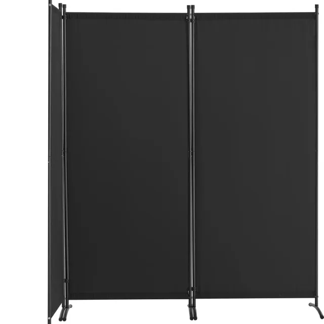 Famanu Ruimteverdeler 3-delig kamerscherm, opvouwbare scheidingswand voor kantoor, slaapkamer en eetkamer, vrijstaand (228 x 52 x 184 cm Zwart