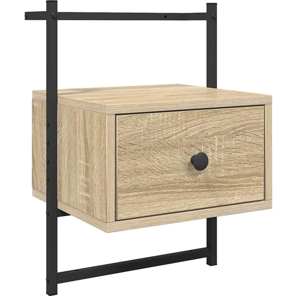 vidaXL Nachtkastjes 2 st wandgemonteerd 35x30x51 cm hout sonoma eiken, foto 4