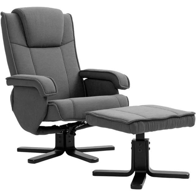 HAUSS SPOLE Relaxfauteuil met Hocker - Verstelbare Rugleuning en Schommelfunctie - 360 Graden Draaibaar - voor Woonkamer - Polyester Donkergrijs