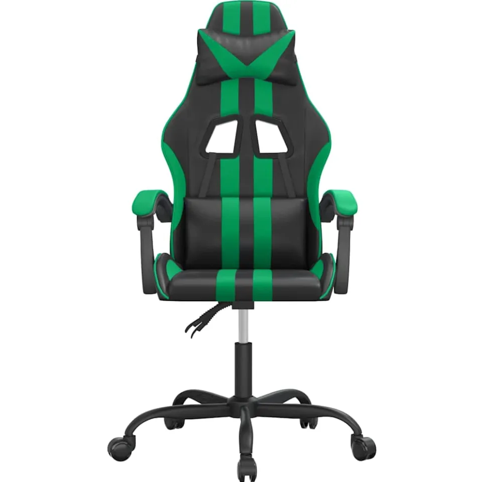 vidaXL Gamestoel draaibaar kunstleer zwart en groen