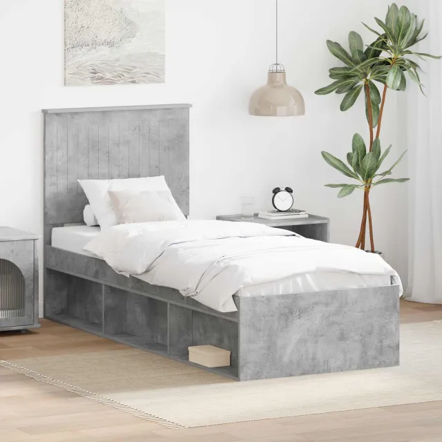 vidaXL Bedframe Concerte Grijs 75 x 190 cm Massief grenenhout