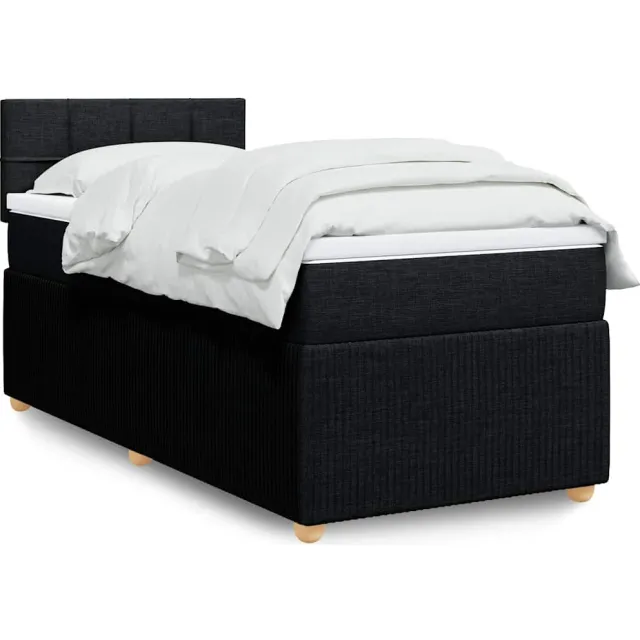 vidaXL Boxspring met matras stof zwart 90x200 cm