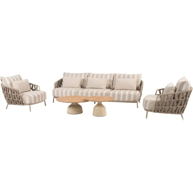 4 Seasons Outdoor June Beverly stoel bank loungeset 5 delig latte 4 Seasons Outdoor Zand / Latte / Linen