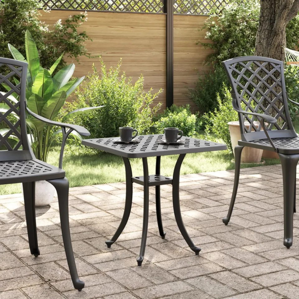 vidaXL Tuintafel 53x53x53 cm gietaluminium zwart, foto 3