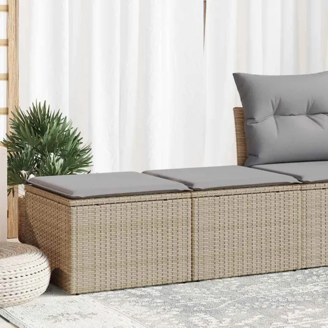 vidaXL 2-delige Loungeset met kussens poly rattan acacia beige, foto 2