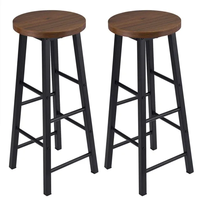 Saphly Barkrukken Set 71cm - Hout, Zithoogte 71cm en Donkerbruin - Voor Eetkamer, Keuken en Woonkamer