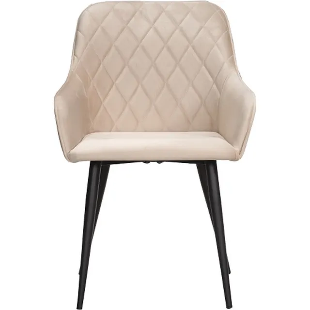 Soof & Tess Soof&Tess - Set van 6 - Varese Eetkamerstoel - Beige - Fluweel - Velvet - Industrieel - Met armleuning - Easy Clean Stoffen - Hoge Kwaliteit
