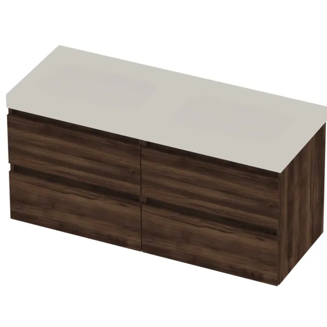 Basic-Line Moby 46 Badmeubelset Polystone 120x46x58 cm M46mweba2x600 Barista Oak Mat Wit