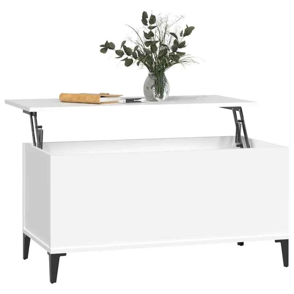 vidaXL Salontafel 90x44,5x45 cm bewerkt hout wit, foto 4