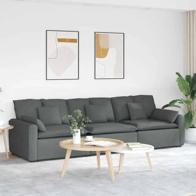 vidaXL Modulaire bank met kussens donkergrijs